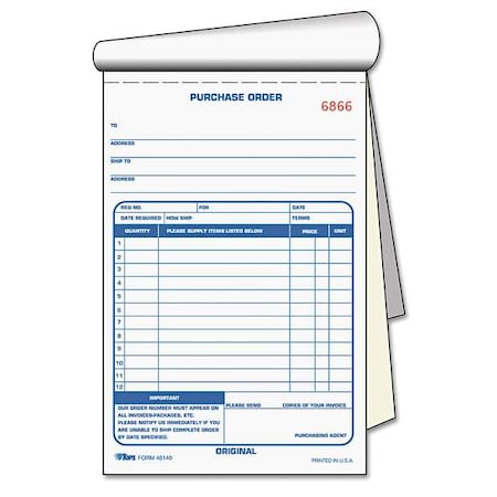 Tops Purchase Order Book, 5-9/16 x 7-15/16 TOP46140