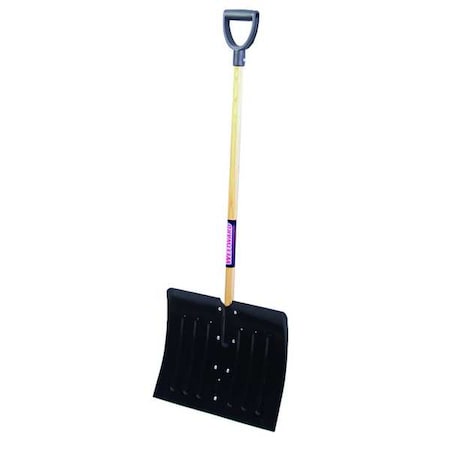 Zoro Select Snow Shovel, 37 in Wood D-Grip Handle, Steel Blade Material, 18 in Blade Width 6YU43