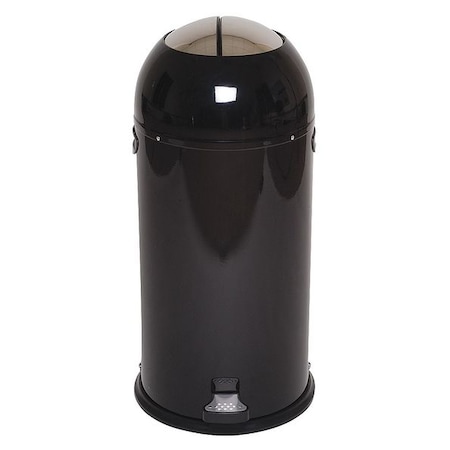 Zoro Select 10 gal Round Step-On Can, Black, Foot Pedal, Steel 6ZCL6