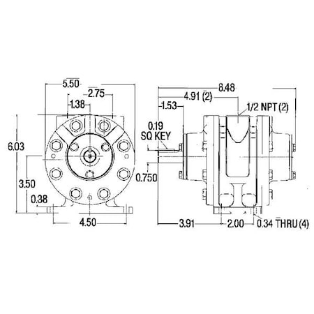 Gast Air Motor, 5 HP, 175 cfm, 2500 rpm 8AM-FRV-2B