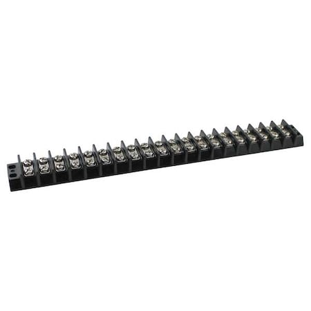 Zoro Select Terminal Strip, 20 Pole, 2 Row, 30 A, 600 V AC, 10 AWG, Screw Termination 6ZEJ7