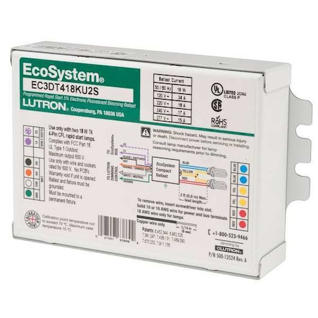 Lutron Lutron EcoSystem Dimming Ballast, 120-277 Volt Lamp EC3DT418KU2S