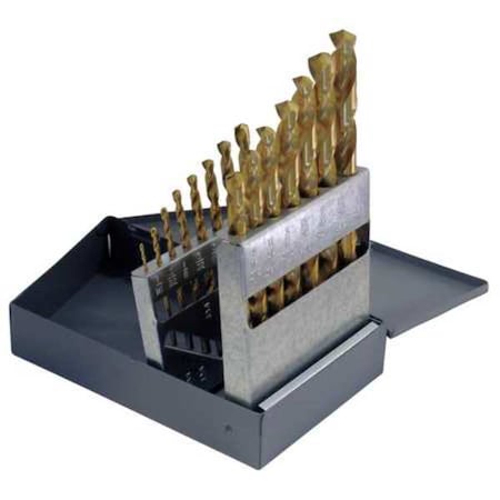 Chicago-Latrobe 15PC 135 Degree Heavy-Duty Jobber Length Drill Set Chicago-Latrobe 150ASP-TN TiN HSS 1/16-1/2x1/32 41797