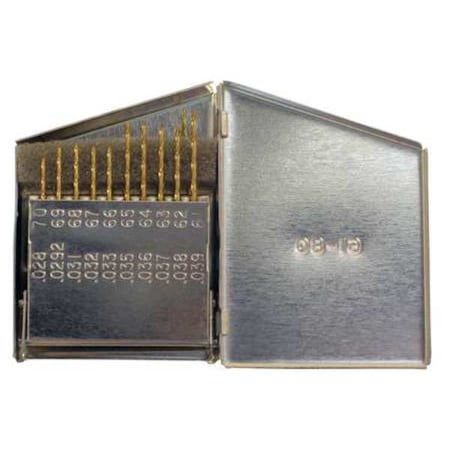 Chicago-Latrobe 20PC 135 Degree Heavy-Duty Jobber Length Drill Set Chicago-Latrobe 150ASP-TN TiN HSS No 61-No 80 41803