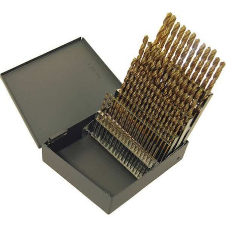 Chicago-Latrobe 26PC 135 Degree Heavy-Duty Jobber Length Drill Set Chicago-Latrobe 150ASP-TN TiN HSS No 1-No 60 41802