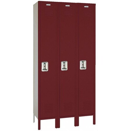 Lyon Wardrobe Locker, 36" W, 18" D, 78" H, (3) Wide, (3) Openings, Wine Red 5FR50423SU