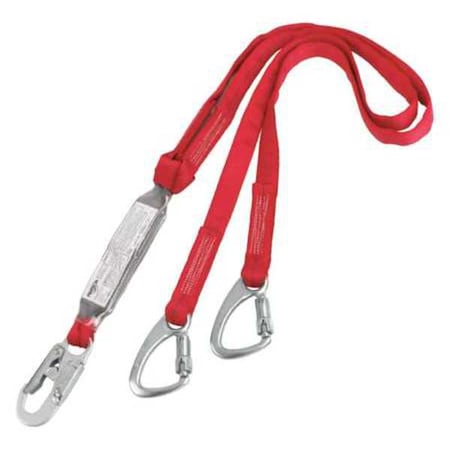 3M Protecta PRO(TM) Pack Shock Absorbing Lanyard, 6 ft. Length, Snap Hook, Steel, 2 Leg(s) 1340060