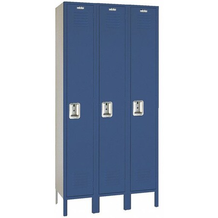 Lyon Wardrobe Locker, 36" W, 12" D, 78" H, (3) Wide, (3) Openings, Ocean Blue 4BC51123SU