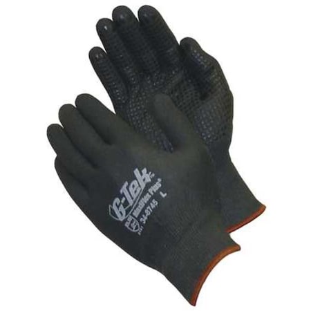 Pip Coated Gloves, Foam Nitrile, Dotted, Full, 2 Abrasion Level, Black, S (7) 12 PK 348745S