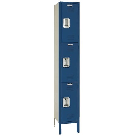 Lyon Wardrobe Locker, 12" W, 15" D, 78" H, (1) Wide, (3) Openings, Ocean Blue 4BR5283SU