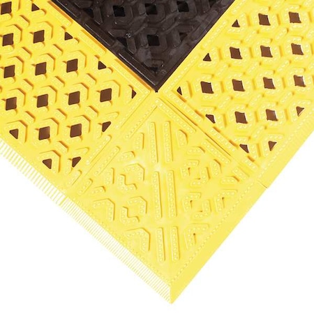 NOTRAX Black with Yellow Border Interlocking Drainage Mat 30 in W x 3 ft L, 7/8 in 520S3036BY