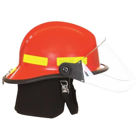 Fire-Dex Fire Helmet, Fiberglass, 6 pt Ratchet, Red, Fits Hat Size One Size Fits Most , Modern 911H713