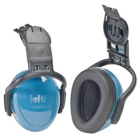 Msa Safety Hard Hat Mounted Ear Muffs, 25 dB, left/RIGHT, Blue 10087429
