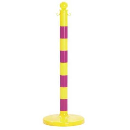 Zoro Select 2.5" Diameter Striped Stanchion - Yellow/Magenta, 6 pk 96430-6