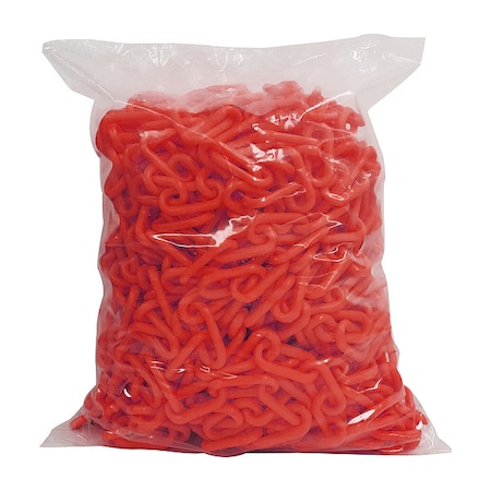 Zoro Select Plastic Chain, Red, 100 ft Length, Gloss 6CDU6