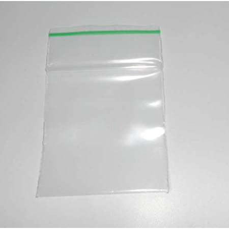 Minigrip Greenline Reclosable Bag, Zip Seal, 3 in L, 2 in W, 2 mil Thick, Low Density Polyethylene (LDPE), Clear MGBD2P0203