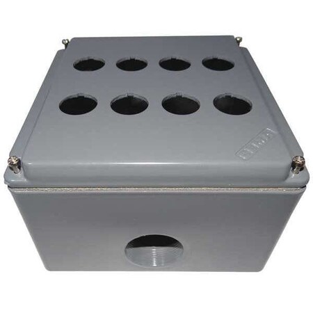 Abb Pushbutton Enclosure, 22mm, 8 Holes, Al 080SP-8