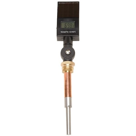 Zoro Select Digital Solar Powered Thermometer, -50 Degrees to 300 Degrees F, Stem Length: 6 in 6CMZ3