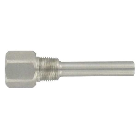 Dwyer Instruments Thermowell, 4" length, 1/4" NPT internal connection, 1/2" NPT external connection, 304SS. TE-TNS-N044N-14