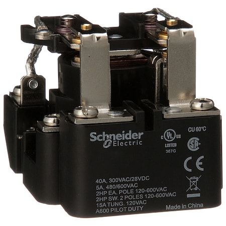 Schneider Electric Surface, Open Power Relay, Square, 40 A, 6 Pins, Screw 199AX-10