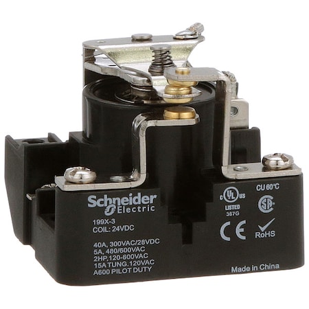 Schneider Electric Surface, Open Power Relay, Square, 40 A, 5 Pins, Screw 199X-3