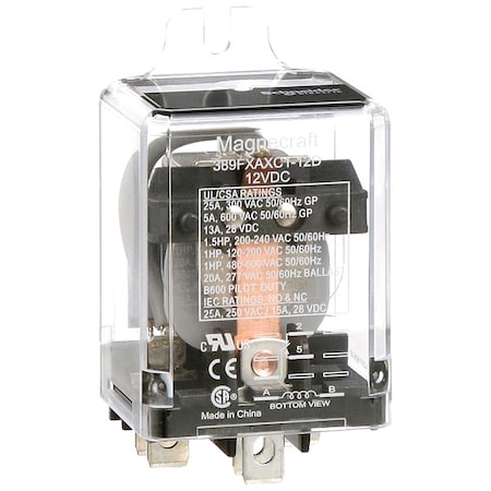 Schneider Electric Flange Mount, Enclosed Power Relay, Square, 25 A, 5 Pins, Quick Connect 389FXAXC1-12D