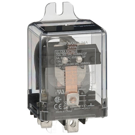 Schneider Electric Flange Mount, Enclosed Power Relay, Square, 25 A, 5 Pins, Quick Connect 389FXAXC1-24A