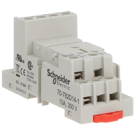 Schneider Electric Rlay Scket, Finger Safe, Square, 14 Pin, 10A 70-782D14-1