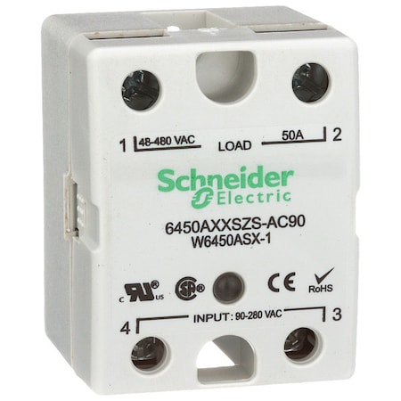 Schneider Electric Solid State Relay, 90 to 280VAC, 50A 6450AXXSZS-AC90