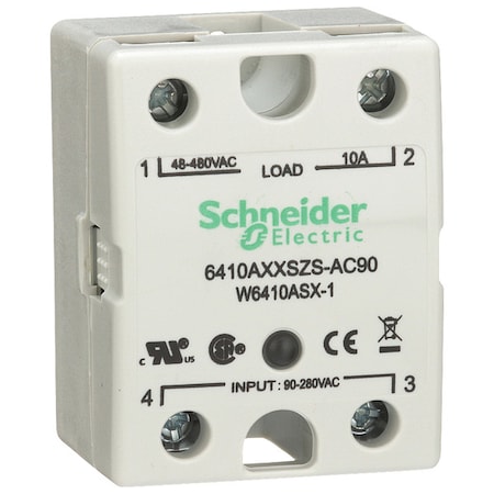 Schneider Electric Solid State Relay, 90 to 280VAC, 10A 6410AXXSZS-AC90