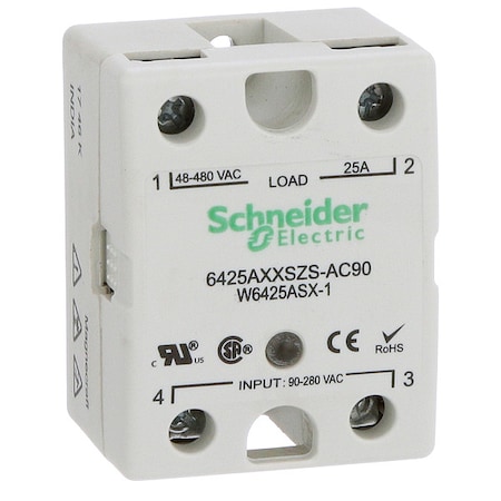 Schneider Electric Solid State Relay, 90 to 280VAC, 25A 6425AXXSZS-AC90