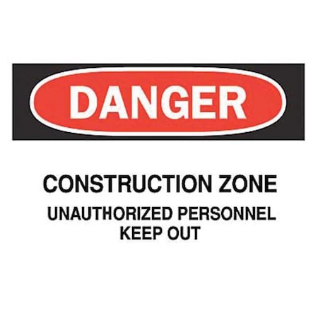 BRADY Danger Sign, 10 in Height, 14 in Width, Polyester, Rectangle, English 122619