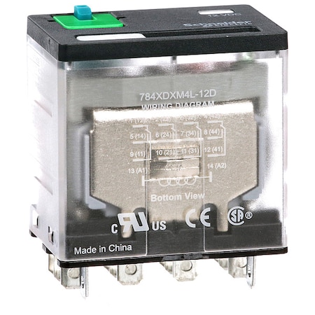 Schneider Electric Socket, General Purpose Relay, Square, 15 A, 14 Pins, Faston Connector 784XDXM4L-12D