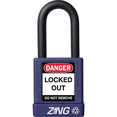 Zing Lockout Padlock, Keyed Alike, Aluminum, Purple, 1 1/2 in Shackle Height, 1 1/2 in Body Width 7041