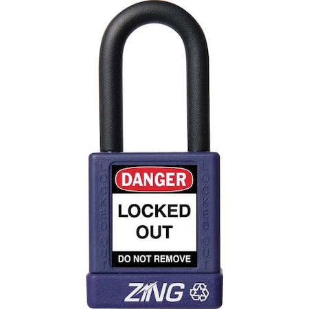 Zing Lockout Padlock, Keyed Different, Aluminum, Purple, 1 1/2 in Shackle Height, 1 1/2 in Body Width 7040