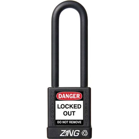 Zing Lockout Padlock, Keyed Different, Aluminum, Black, 3 in Shackle ...