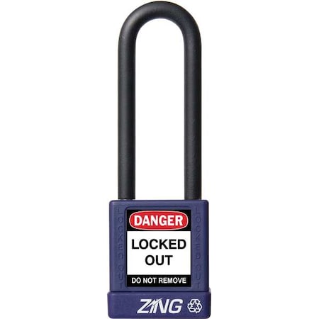Zing Lockout Padlock, Keyed Alike, Aluminum, Purple, 3 in Shackle Height, 1 1/2 in Body Width 7057