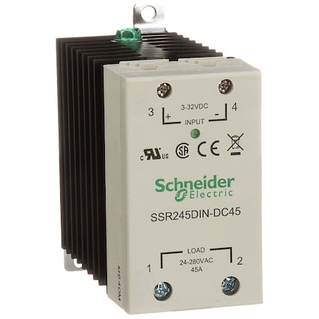 Schneider Electric Solid State Relay, 3 to 32VDC, 45A SSR245DIN-DC45