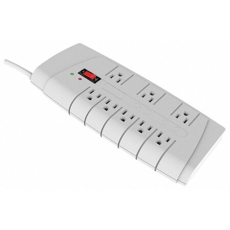 Power First Surge Protector Outlet Strip, 8 Outlet(s) NEMA 5-15R, NEMA 5-15P, 6 ft, Ivory 6CYY2