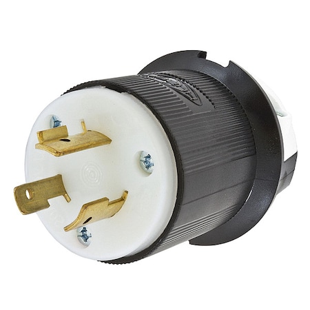 Hubbell Wiring Device-Kellems Locking Plug, L8-20P, 20 A, 480V AC, Single Phase, 2 Pole, Screw Terminals, Black, White HBL2341