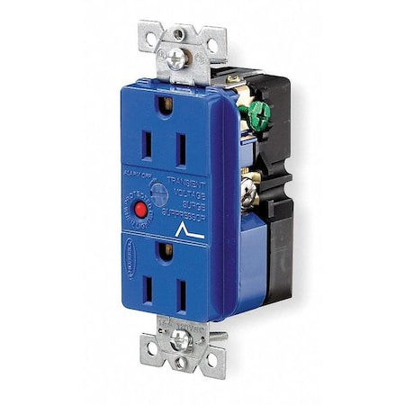 Hubbell Wiring Device-Kellems Straight Blade Receptacle, 5-15R, 15 A, 125V AC, 2 Pole, 3 Wire, Flush Mount, Isolated Ground IG5262SA