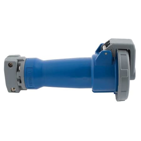 Hubbell Wiring Device-Kellems Watertight Pin & Sleeve Connector, 30 A, 250V AC, Single Phase, 2 Pole, IEC Grounding, Blue, NEMA 4X HBL330C6W