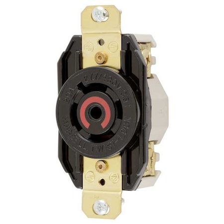 Hubbell Wiring Device-Kellems Locking Receptacle, L22-20R, 20 A, 277/480V AC, Three Phase, 4 Pole, Flush Mount, Screw Terminals HBL2520