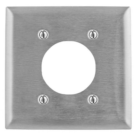 Hubbell Wiring Device-Kellems 2.15" Opening Wall Plates, Number of Gangs: 2 Stainless Steel, Smooth Finish, Silver SS703