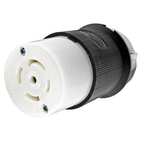 Hubbell Wiring Device-Kellems Locking Connector, L22-30R, 30 A, 277/480V AC, Three Phase, 4 Pole, Screw Terminals, Black, White HBL2823