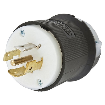 Hubbell Wiring Device-Kellems Locking Plug, L22-20P, 20 A, 277/480V AC, Three Phase, 4 Pole, Screw Terminals, Black, White HBL2521