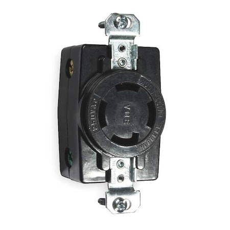 Hubbell Wiring Device-Kellems Locking Receptacle, Non-NEMA, 30 A, 250V AC, Three Phase, 3 Pole, Flush Mount, Screw Terminals HBL3430G