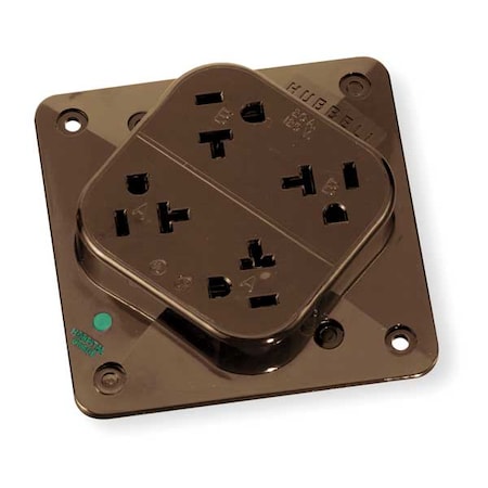 Hubbell Wiring Device-Kellems Straight Blade Receptacle, 5-20R, 20 A, 125V AC, 2 Pole, 3 Wire, Surface Mount, Grounded HBL420H