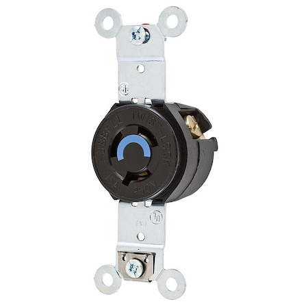 Hubbell Wiring Device-Kellems Locking Receptacle, L6-15R, 15 A, 250V AC, Single Phase, 2 Pole, Flush Mount, Screw Terminals HBL4560