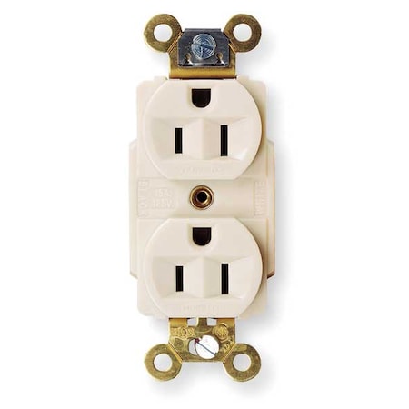 Hubbell Wiring Device-Kellems Straight Blade Receptacle, 5-15R, 15 A, 125V AC, 2 Pole, 3 Wire, Flush Mount, Grounded HBL5262W